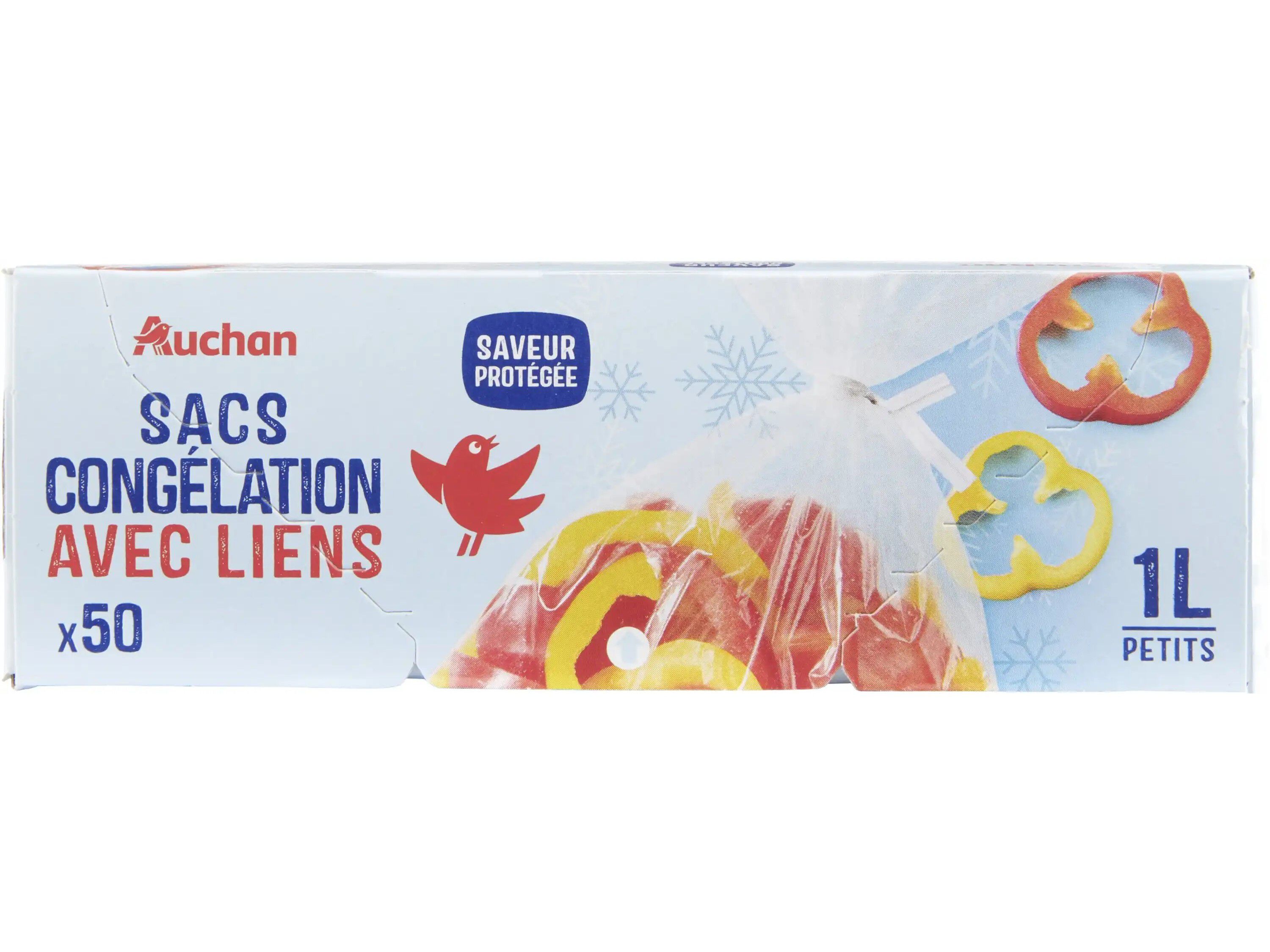 SACOS DE CONGELA&Ccedil;&Atilde;O AUCHAN C/ ATILHO PEQUENOS 1L