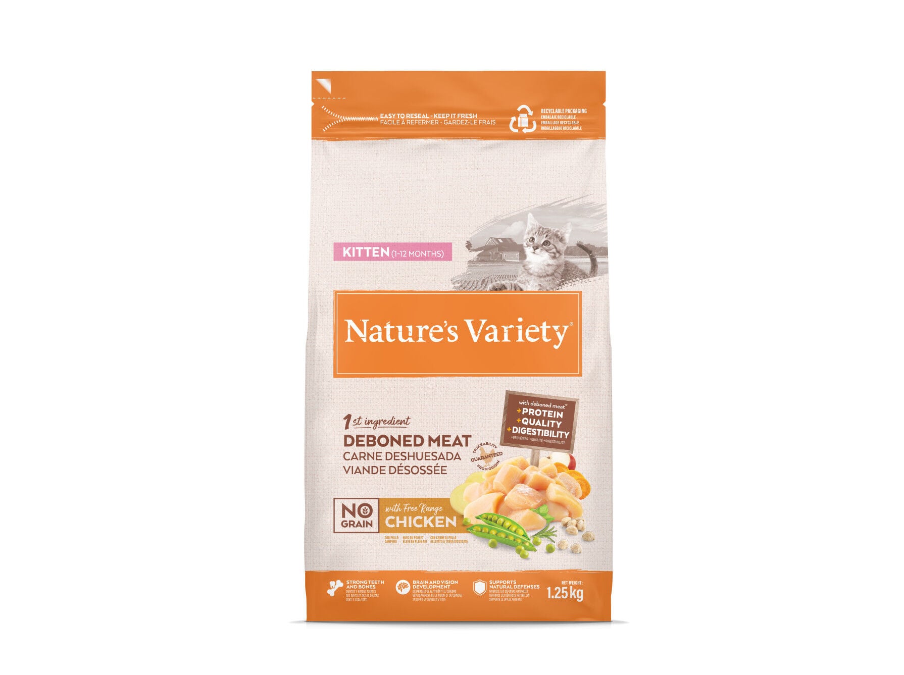 RA&Ccedil;&Atilde;O GATINHO NATURE'S VARIETY FRANGO CAMPO 1.25KG image number 1