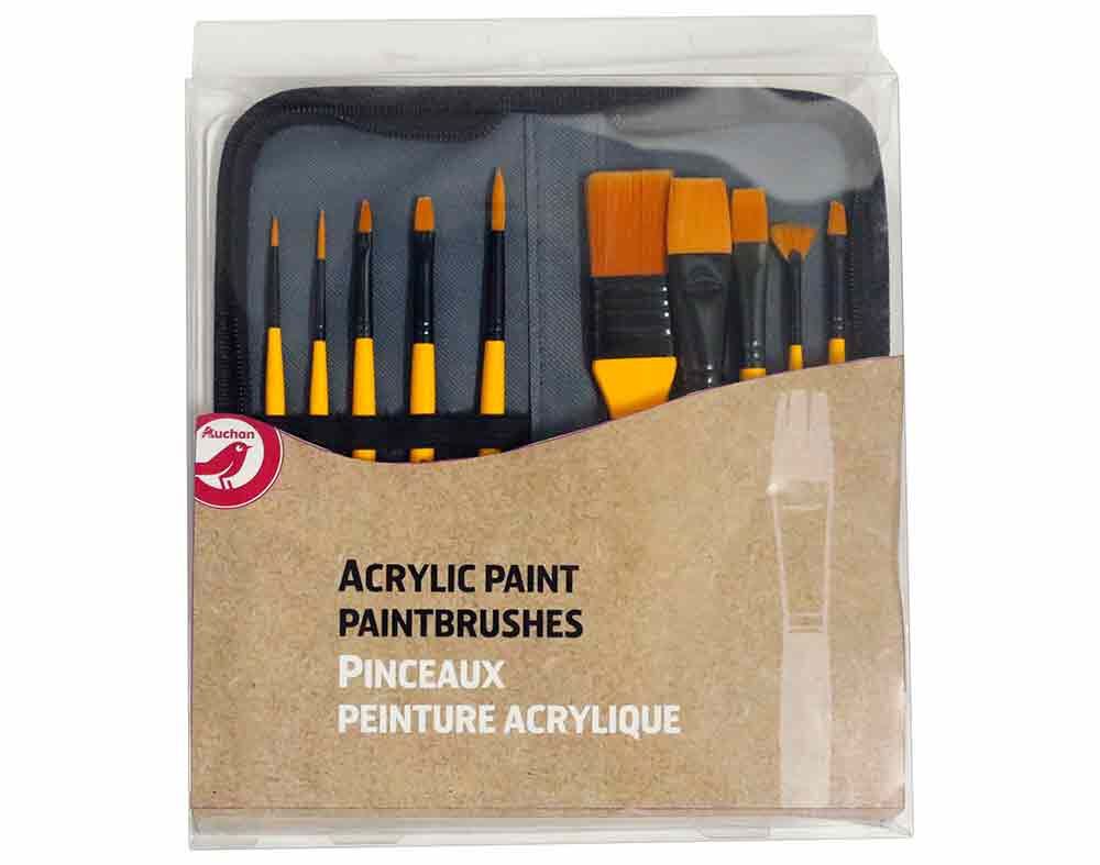 PINCEL PARA TINTA ACR&Iacute;LICA AUCHAN PACK 10 UNIDADES