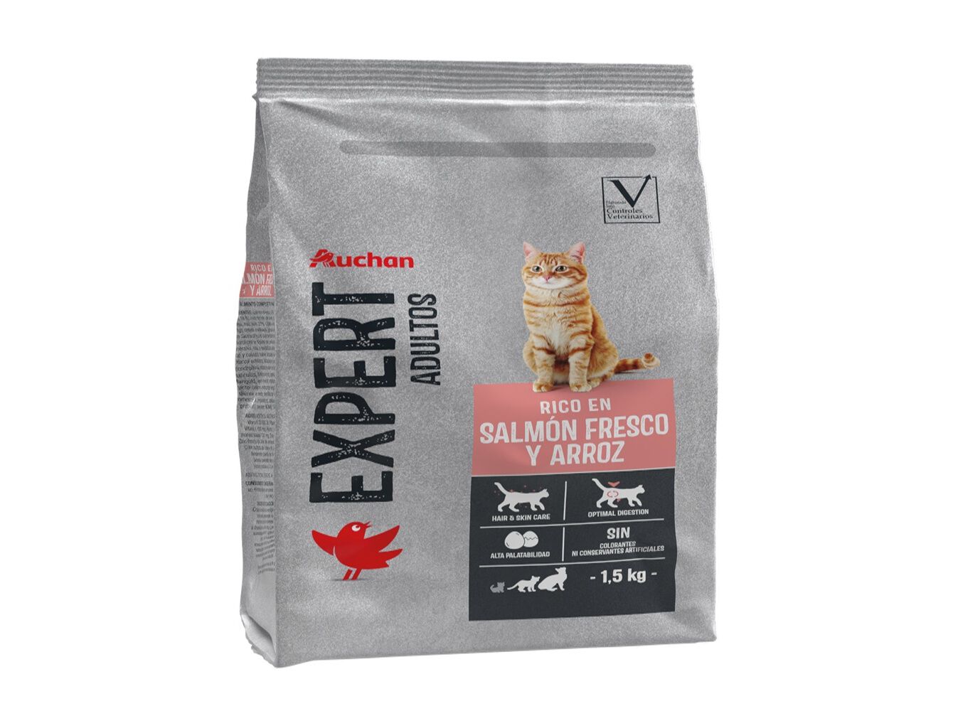 RA&Ccedil;&Atilde;O GATO AUCHAN EXPERT SALM&Atilde;O E ARROZ 1.5KG