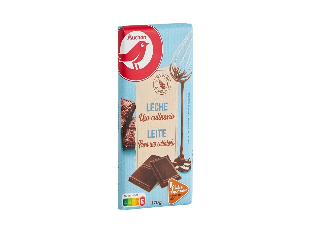 CHOCOLATE AUCHAN LEITE CULIN&Aacute;RIA CULTIVAMOS O BOM 170G