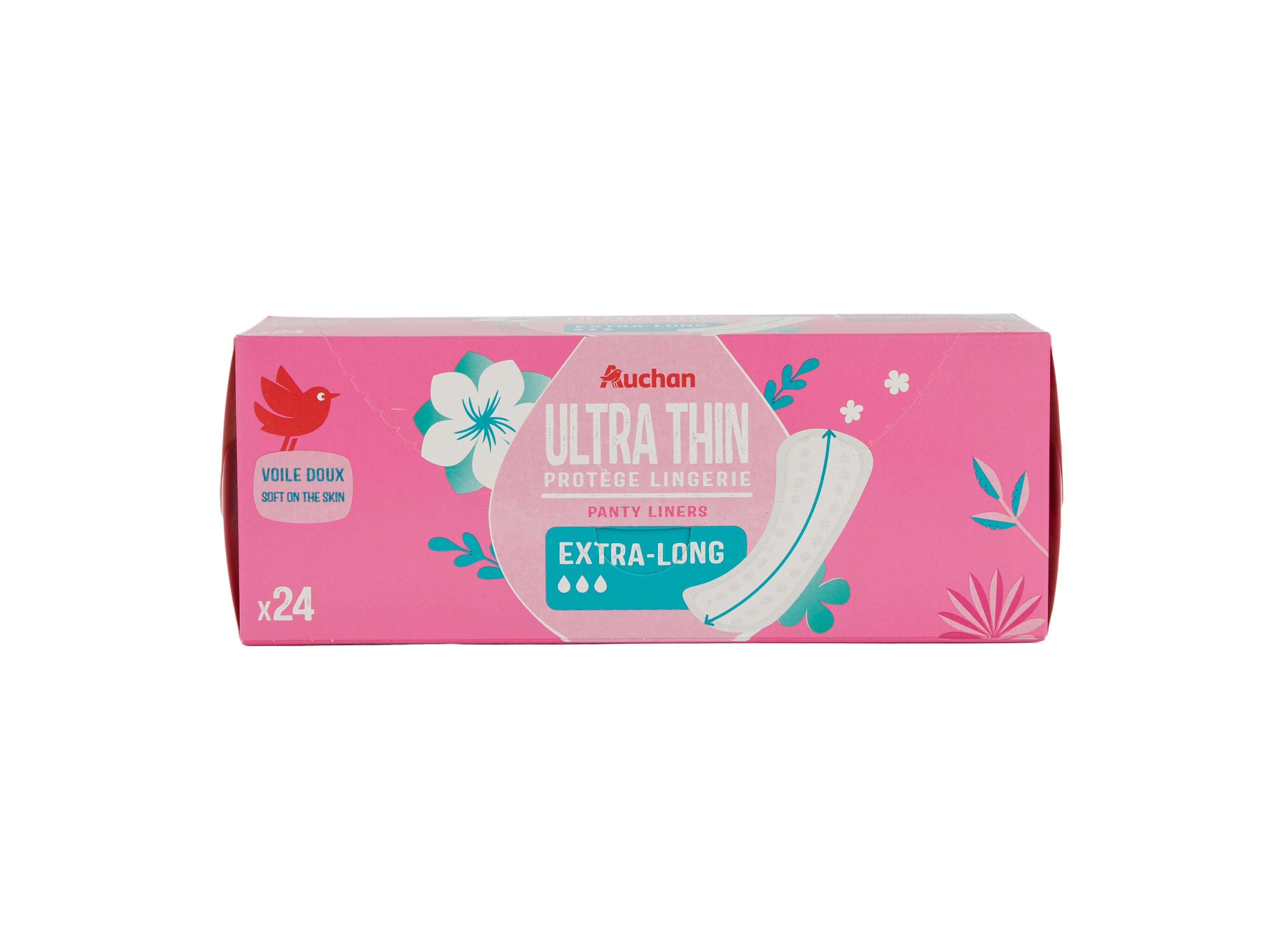 PENSOS DI&Aacute;RIOS AUCHAN ULTRA FINO EXTRA LONGO 24UN