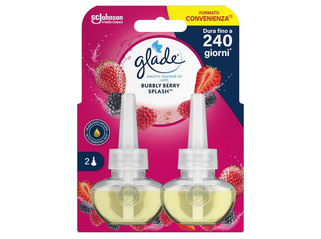 AMBIENTADOR EL&Eacute;CTRICO RECARGA GLADE BUBBLY BERRY SPLASH 2X20ML