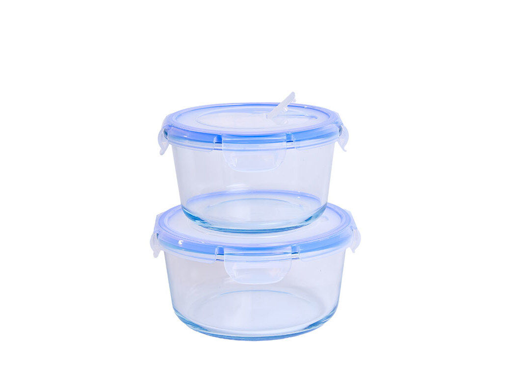 CONJUNTO DE 2 CAIXAS ACTUEL HERM&Eacute;TICAS REDONDAS DE VIDRO 0.8L+1.1L image number 0