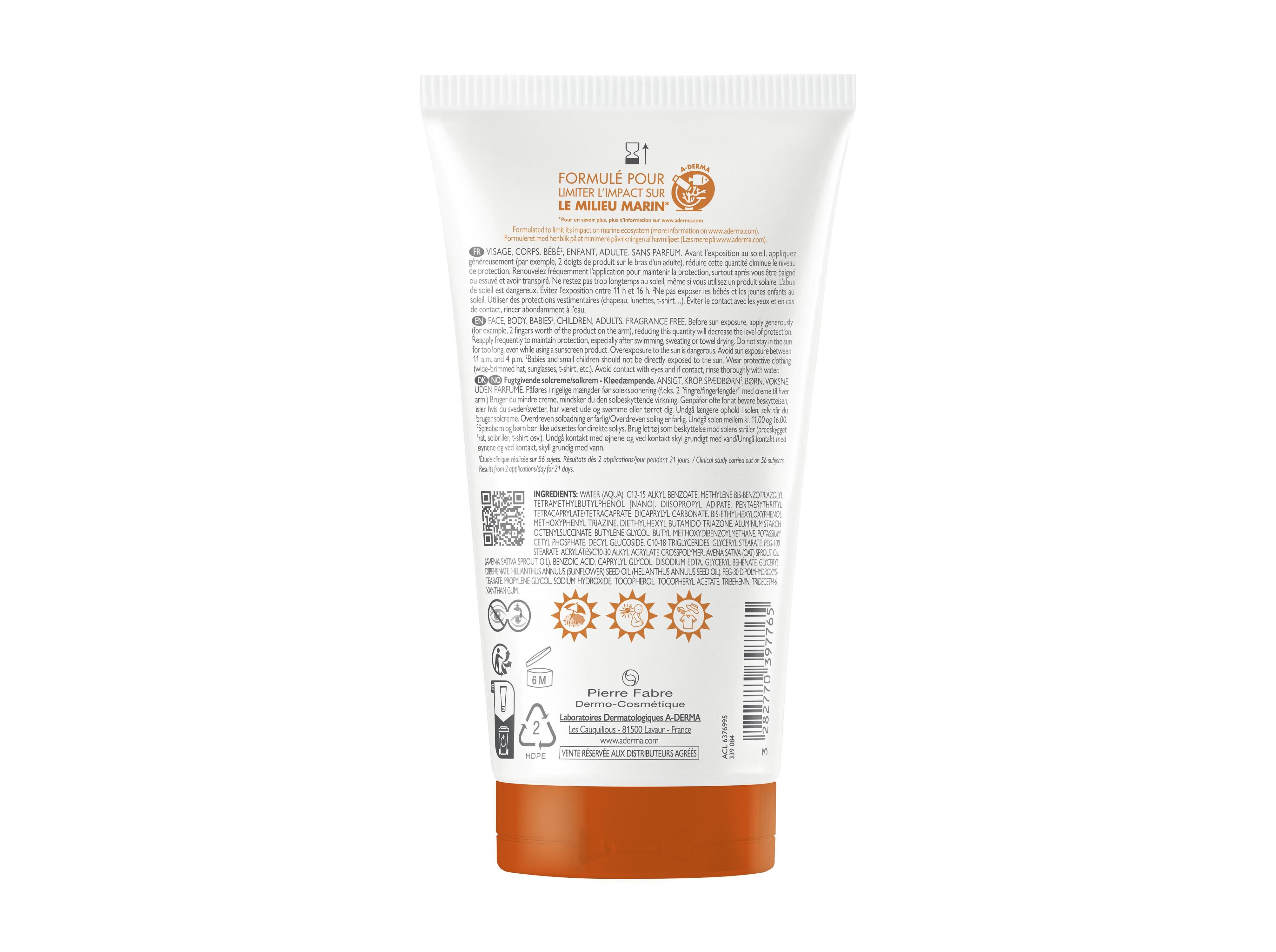 CREME A-DERMA EXOMEGA CONTROL SPF50+ 150ML image number 1