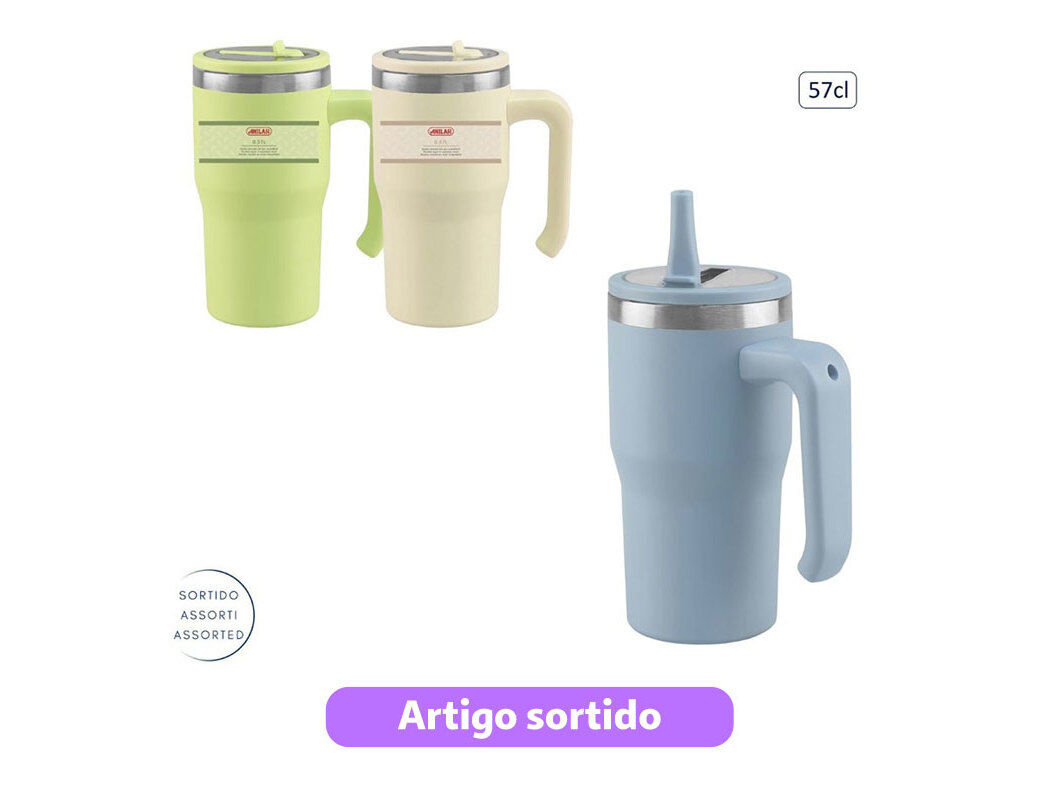 CANECA T&Eacute;RMICA ANILAR INOX 57CL CORES SORTIDAS