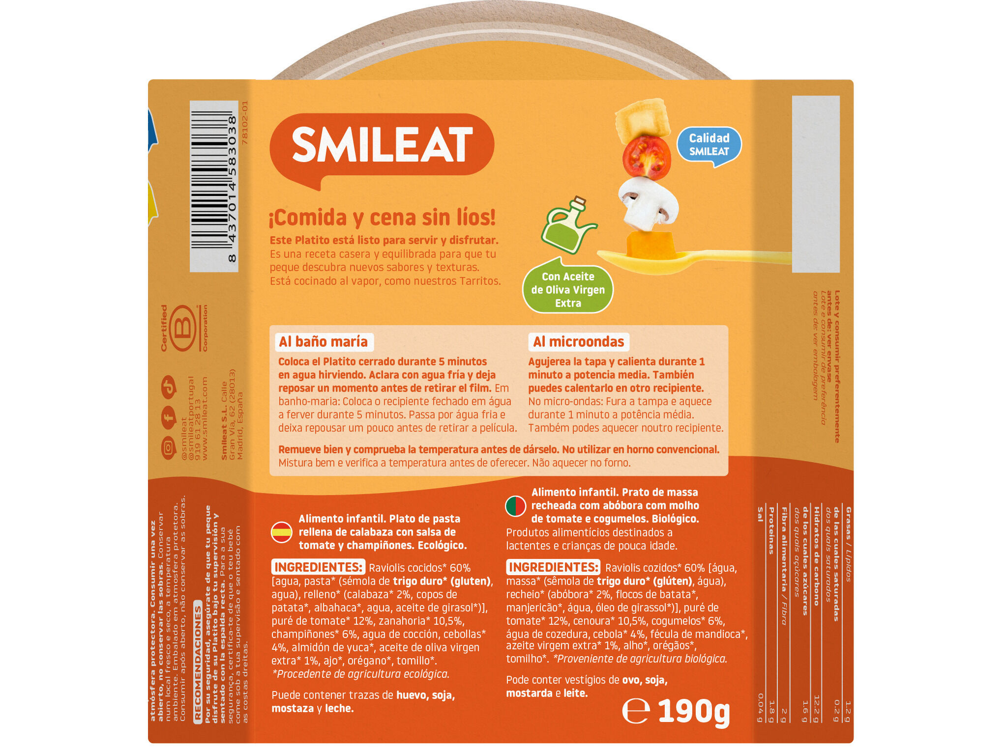 REFEI&Ccedil;&Otilde;ES SMILEAT RAVIOLI AB&Oacute;BORA BIO 190G image number 1