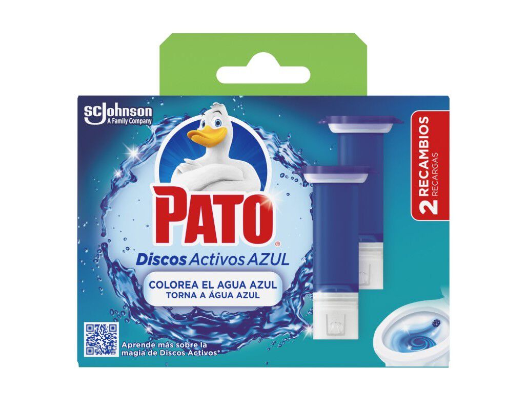 BLOCO SANIT&Aacute;RIO DISCOS PATO RECARGA &Aacute;GUA AZUL 2X36ML