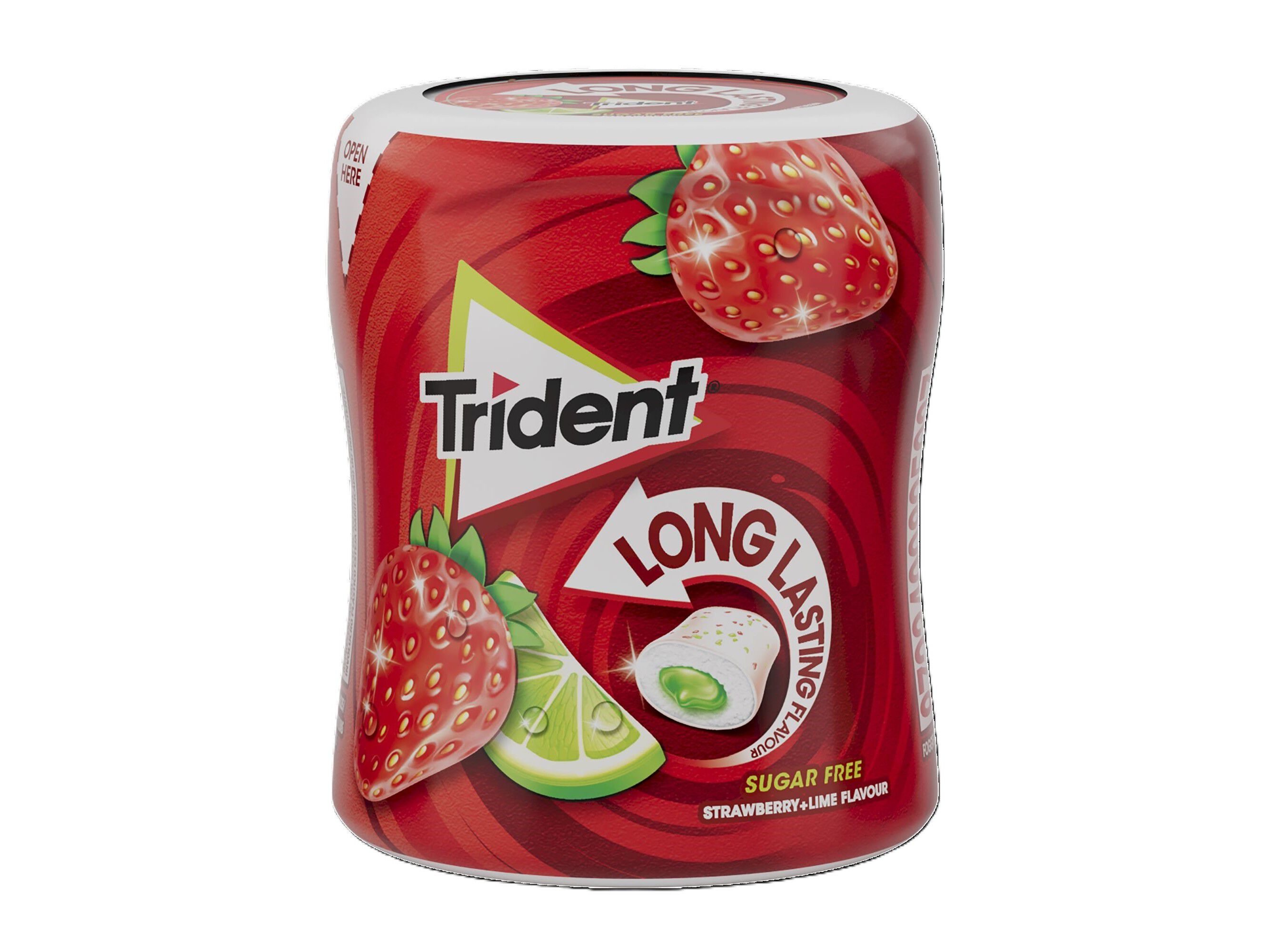 PASTILHAS SEM A&Ccedil;&Uacute;CAR TRIDENT MORANGO/LIMA BOTTLE 68.2G image number 0