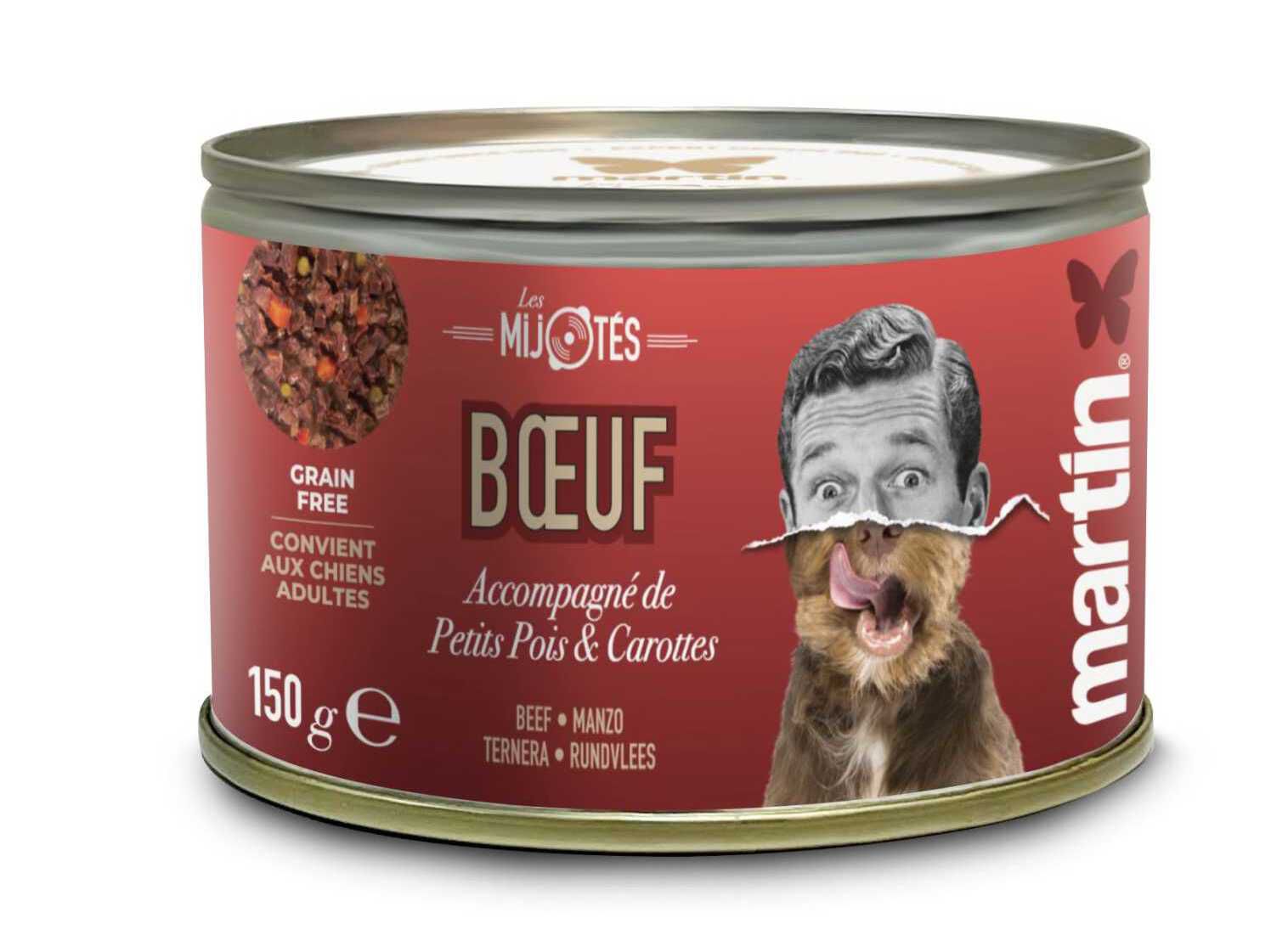 COMIDA H&Uacute;MIDA MARTIN SELLIER C&Atilde;O VACA&ERVILHAS 150G image number 1