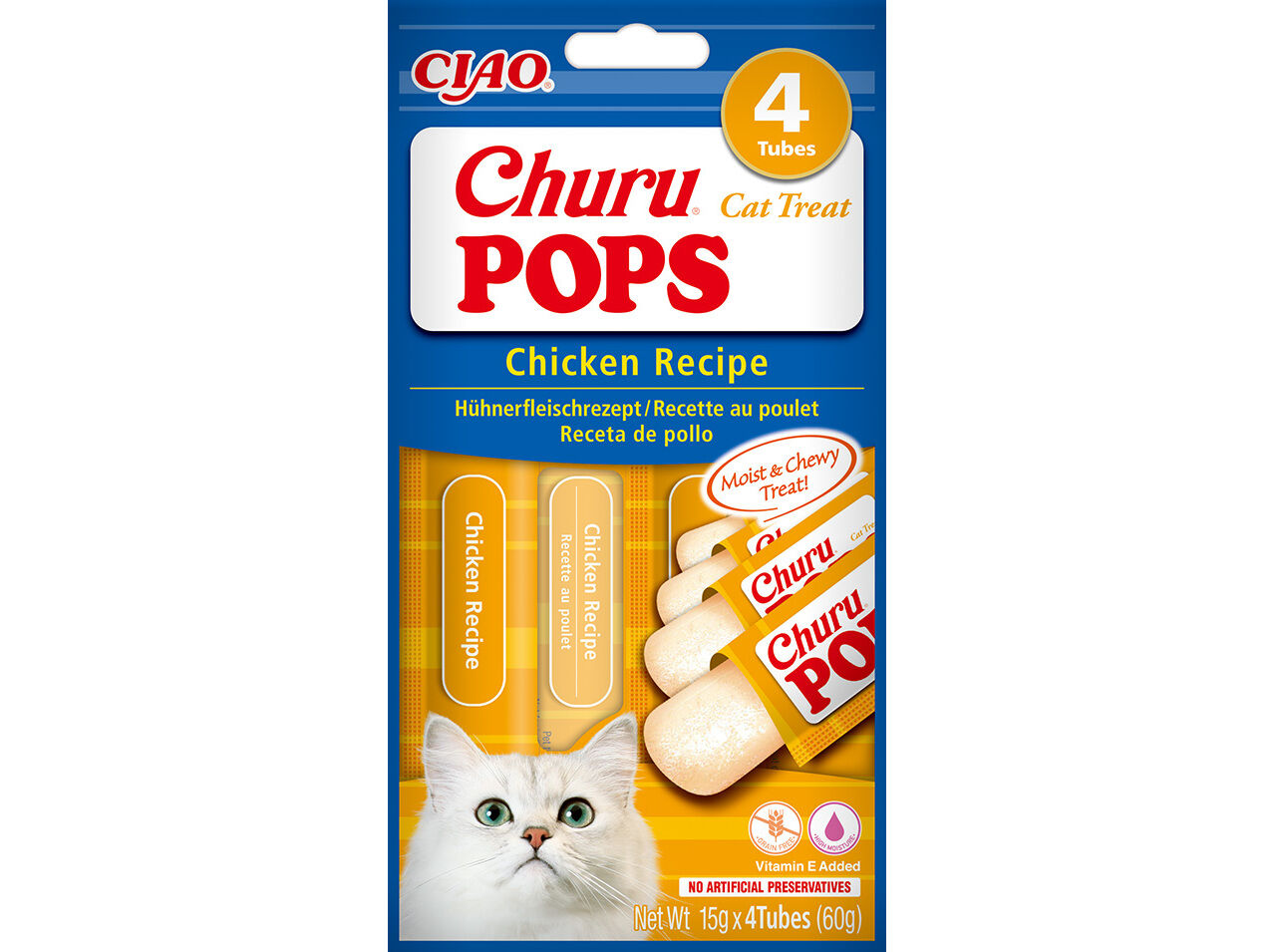 SNACK PARA GATO CIAO CHURU POPS FRANGO 4X15G image number 0