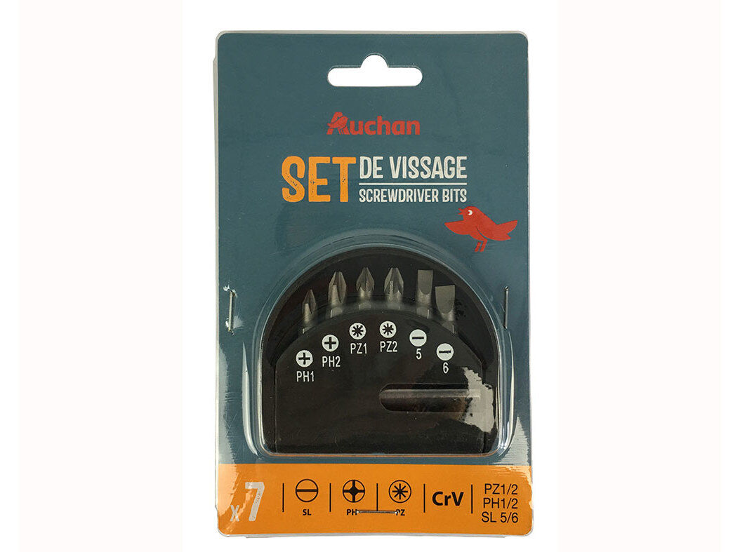 CONJUNTO DE 7 PONTAS AUCHAN PARA APARAFUSADORA image number 0