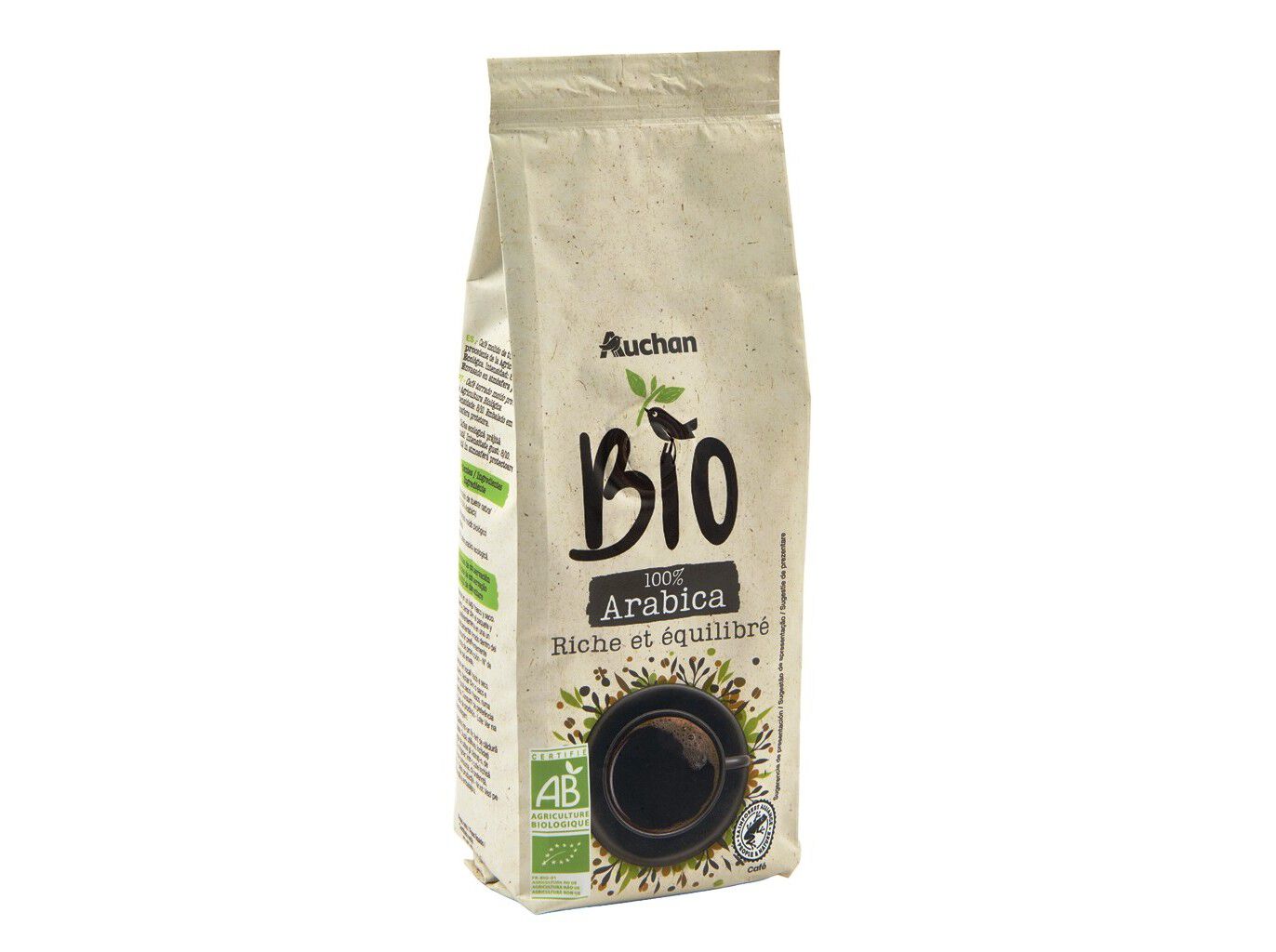 CAF&Eacute; MO&Iacute;DO AUCHAN BIO AR&Aacute;BICA 100% INTENSIDADE 8 250G