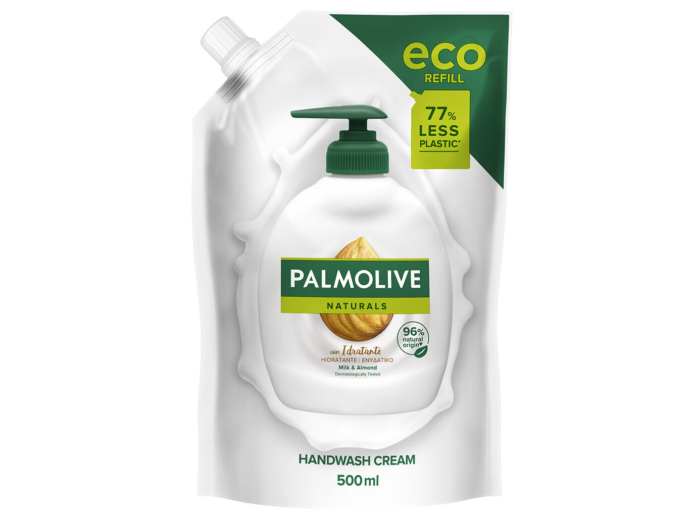 Sabonete L&iacute;quido Doseador Econ&oacute;mico Naturals Hidratante Leite de Am&ecirc;ndoa Palmolive 500ml image number 0