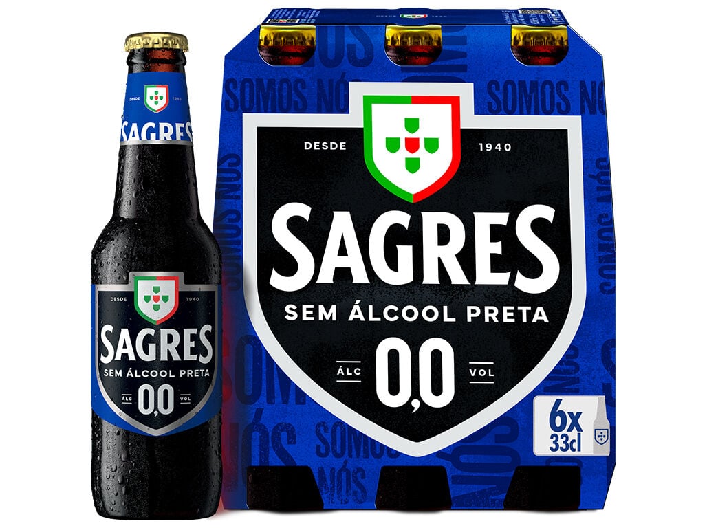 CERVEJA SEM ALCOOL SAGRES PRETA 0.0% 6X0.33L