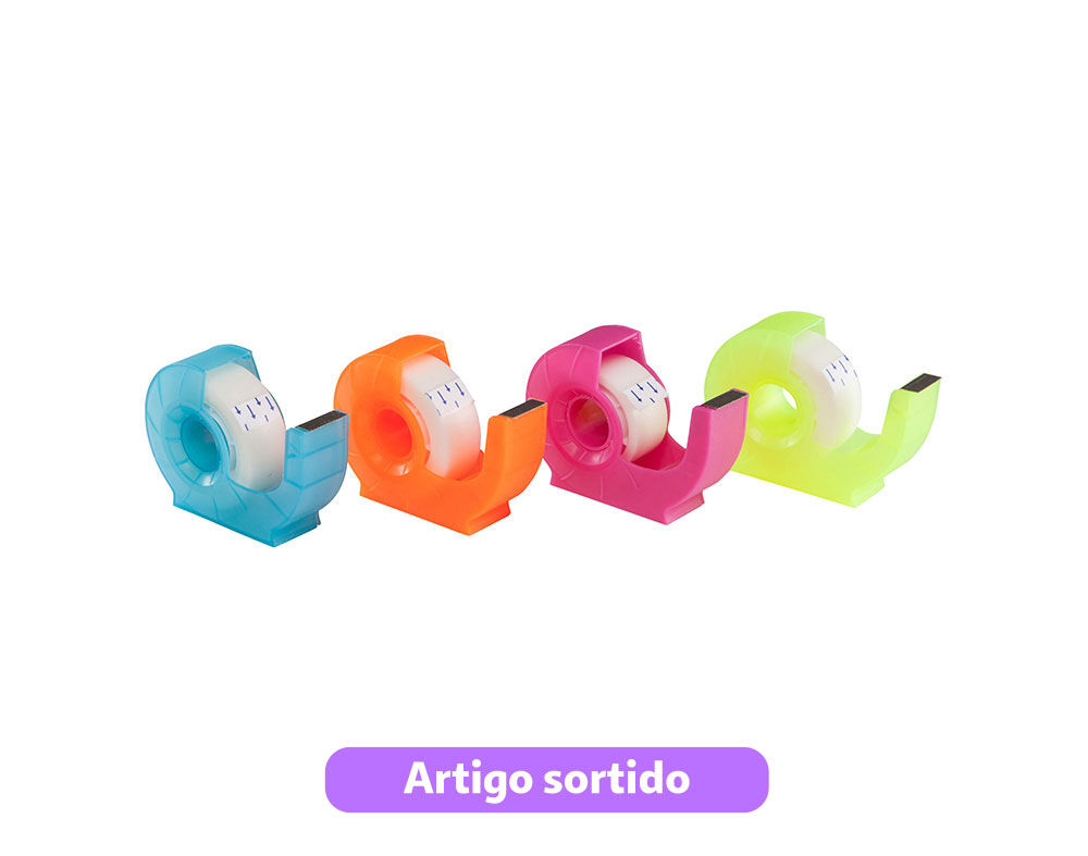 FITA COLA INVISIVEL AUCHAN COM DISPENSADOR 25M CORES SORTIDAS image number 0