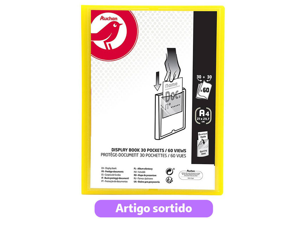 PORTF&Oacute;LIO AUCHAN A4 30+30 BOLSAS CORES SORTIDAS image number 7