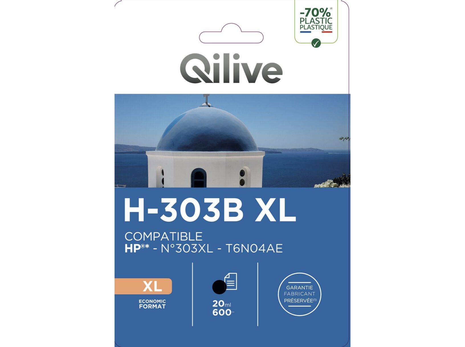 TINTEIRO COMPATIVEL QILIVE HP-303 XL B 31096 BK 20ML image number 0