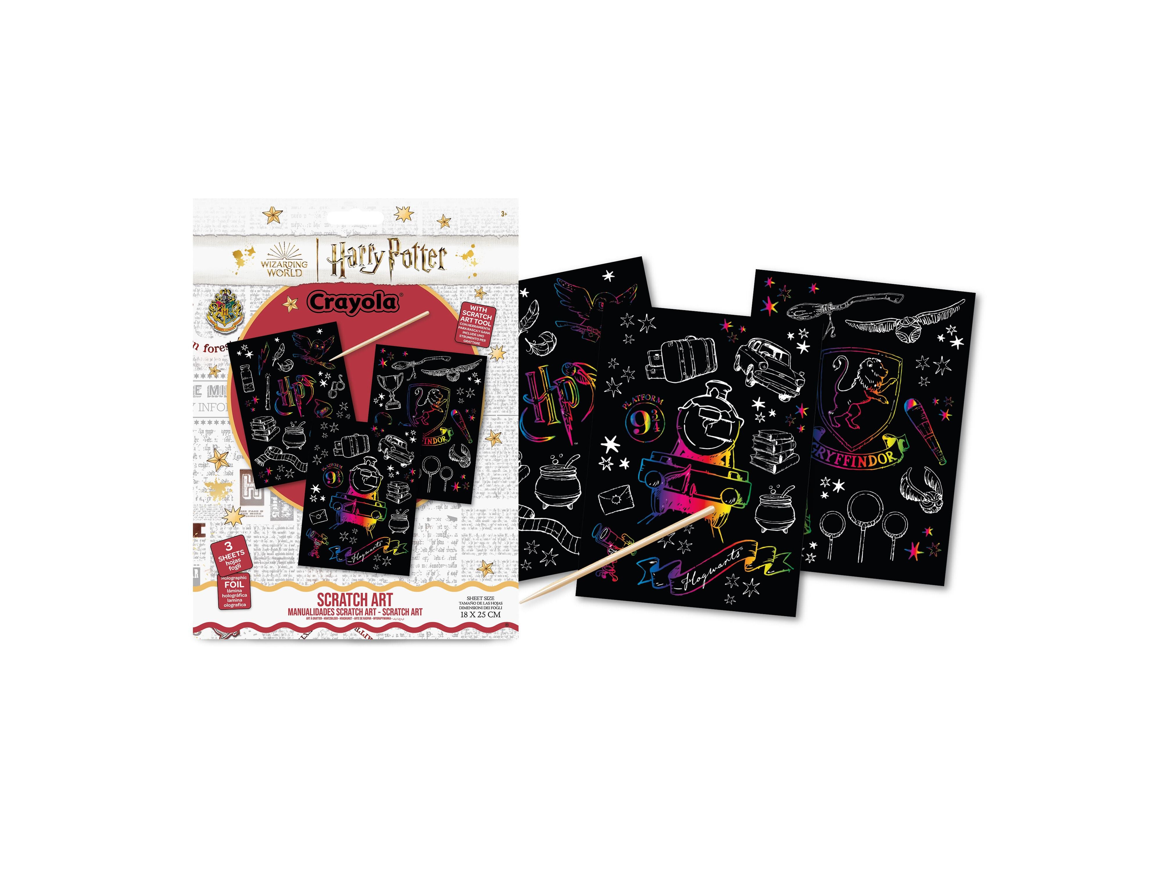 conjunto de desenhos para raspar harry potter crayola