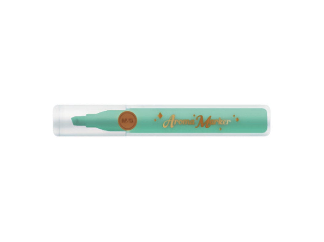 SUBLINHADOR PERFUMADO LIM&Atilde;O M&G COM GLITTER COR CIANO
