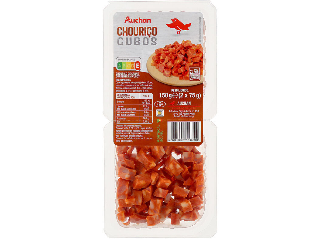 CHOURI&Ccedil;O AUCHAN CUBOS 2X75G