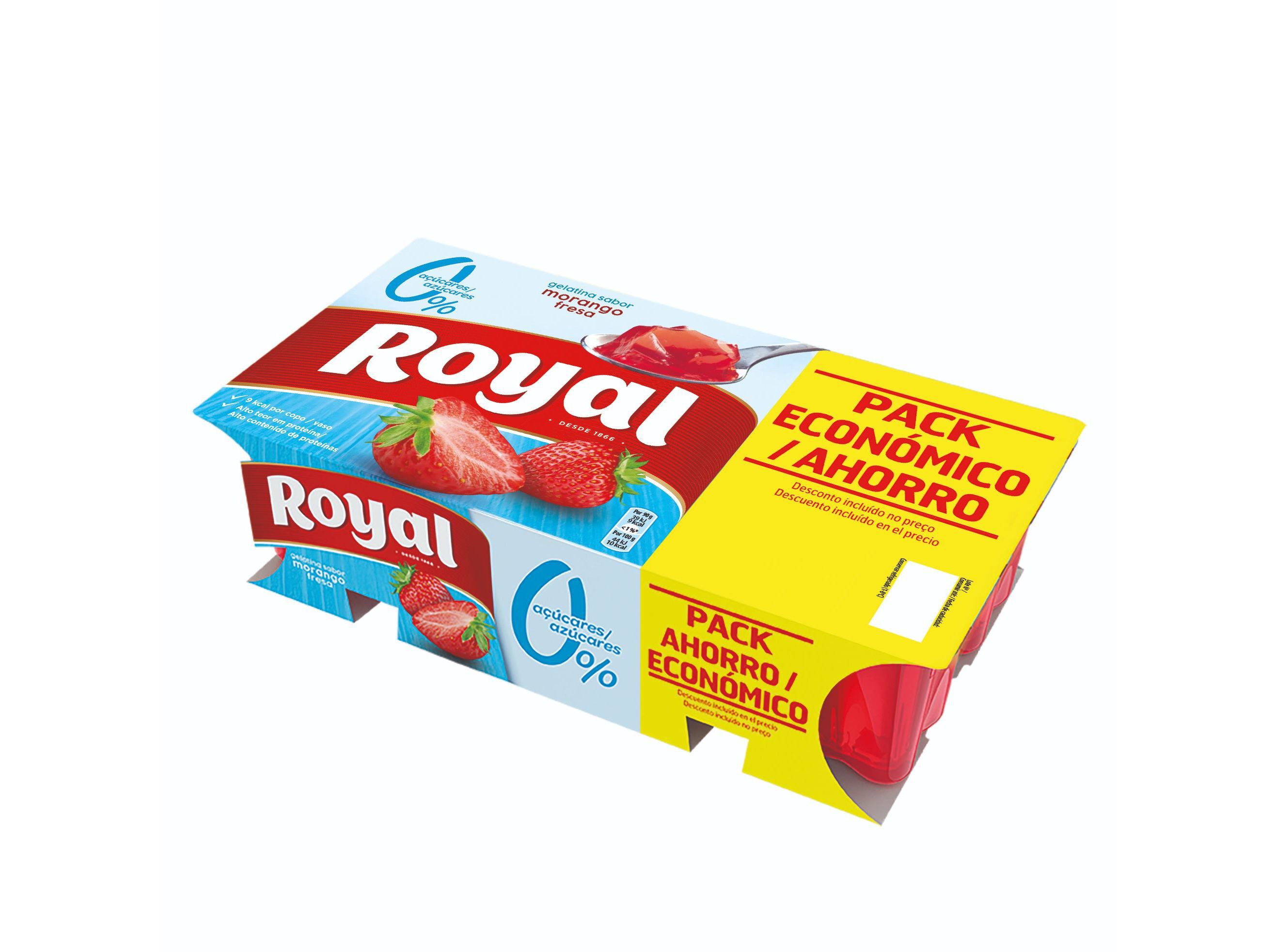 GELATINA ROYAL MORANGO 0% DE A&Ccedil;&Uacute;CAR 8X90 G