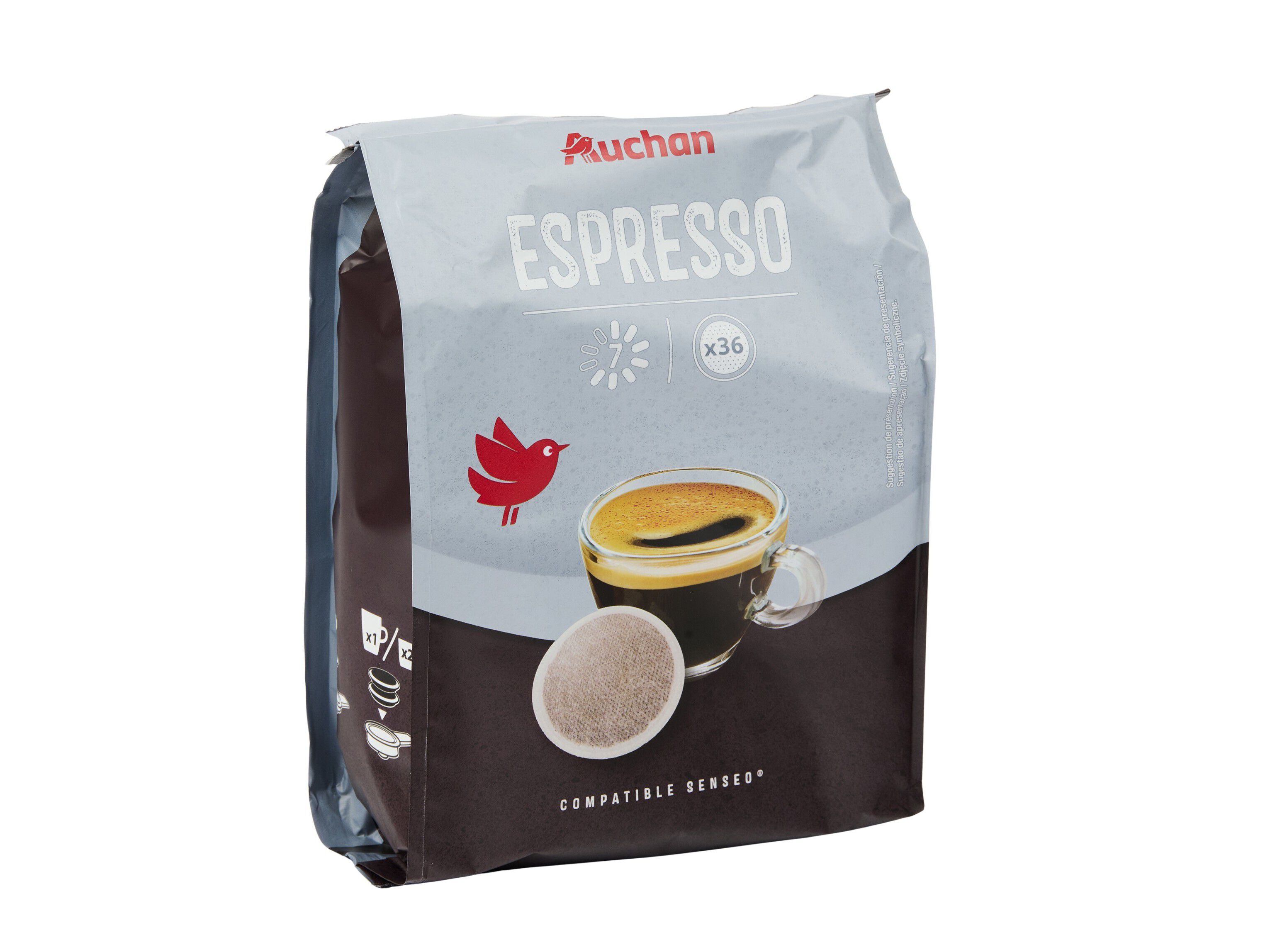 PASTILHAS AUCHAN CAF&Eacute; COMPAT&Iacute;VEIS COM M&Aacute;QUINAS SENSEO ESPRESSO 36UN image number 0