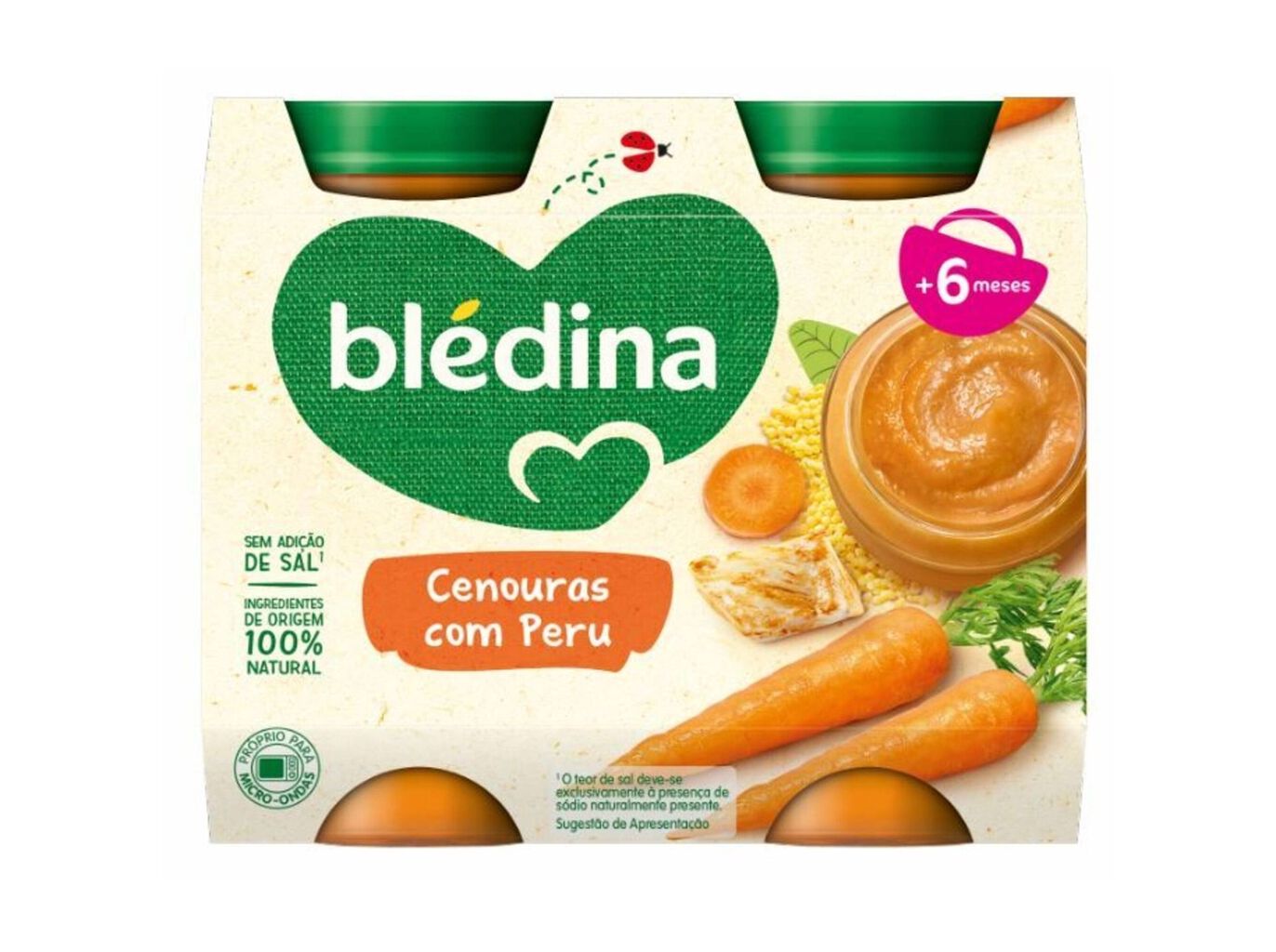 REFEI&Ccedil;&Atilde;O BLEDINA PER&Uacute; E CENOURAS 2X200G