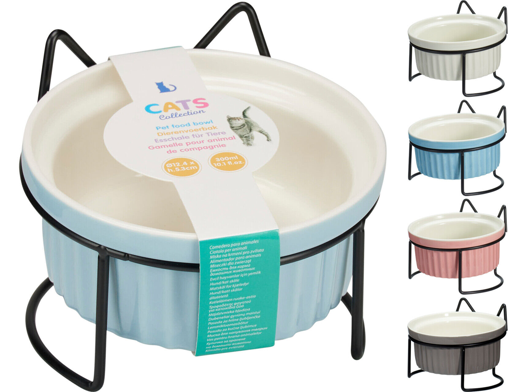 COMEDOURO PARA GATO CATS COLLECTION COM SUPORTE 300ML CORES SORTIDAS image number 1