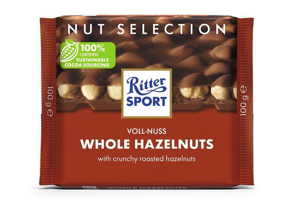 CHOCOLATE RITTER SPORT LEITE AVEL&Atilde;S NUT SEL 100G image number 0