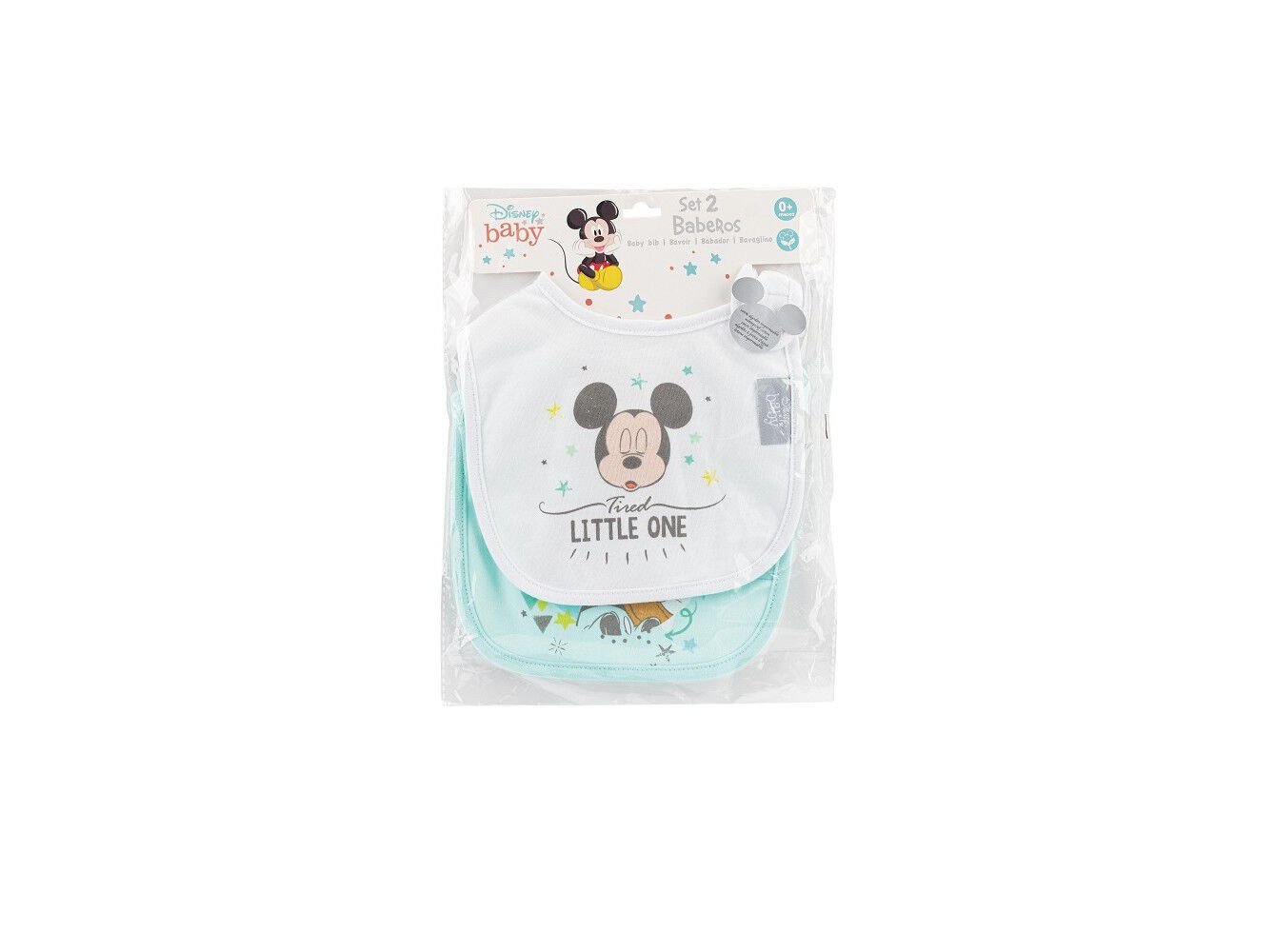 CONJUNTO DE 2 BABETES INTERLOCK MICKEY BRANCO/VERDE 20X30CM image number 1