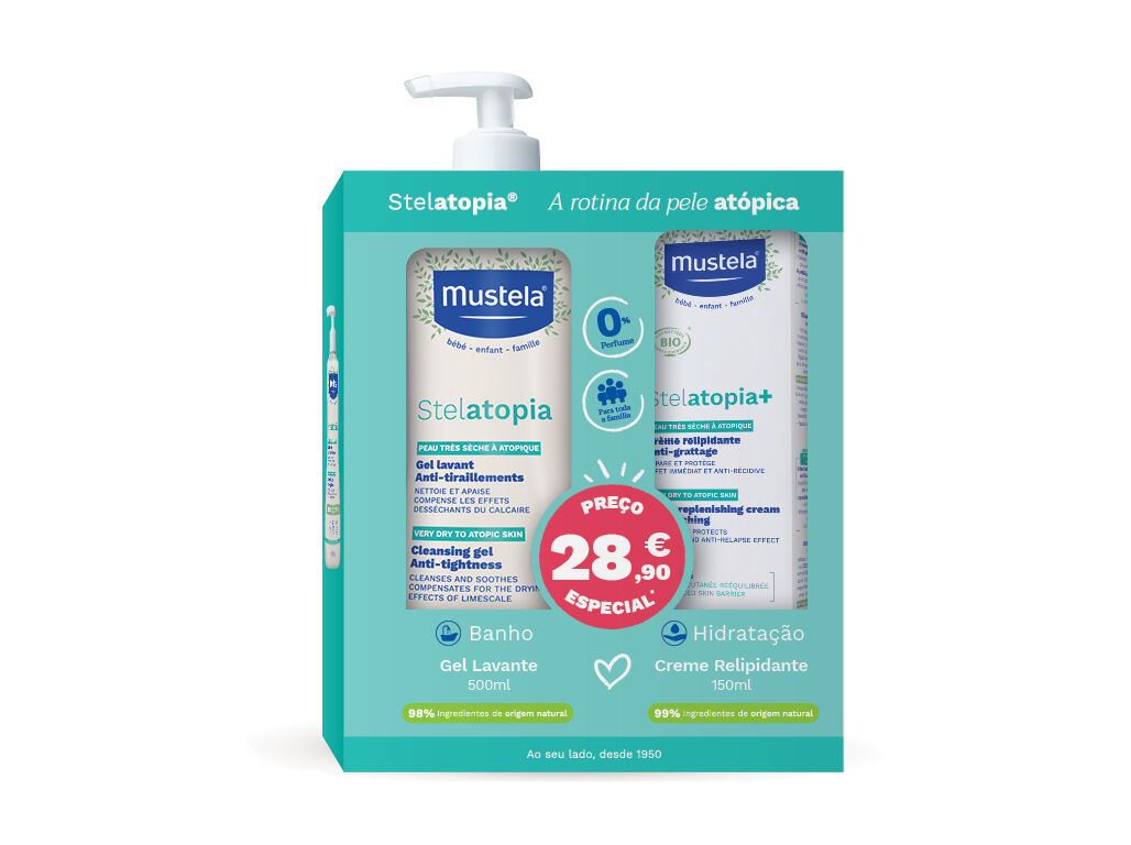 GEL LAVANTE MUSTELA STELATOPIA 500ML + CREME MUSTELA REPIDILIANTE 150ML image number 1