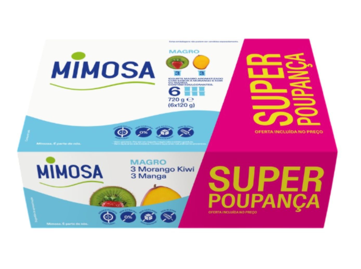 IOGURTE MIMOSA AROMA MAGRO MORANGOKIWI E MANGA LEVE 6 PAGUE 4 6X120G image number 1