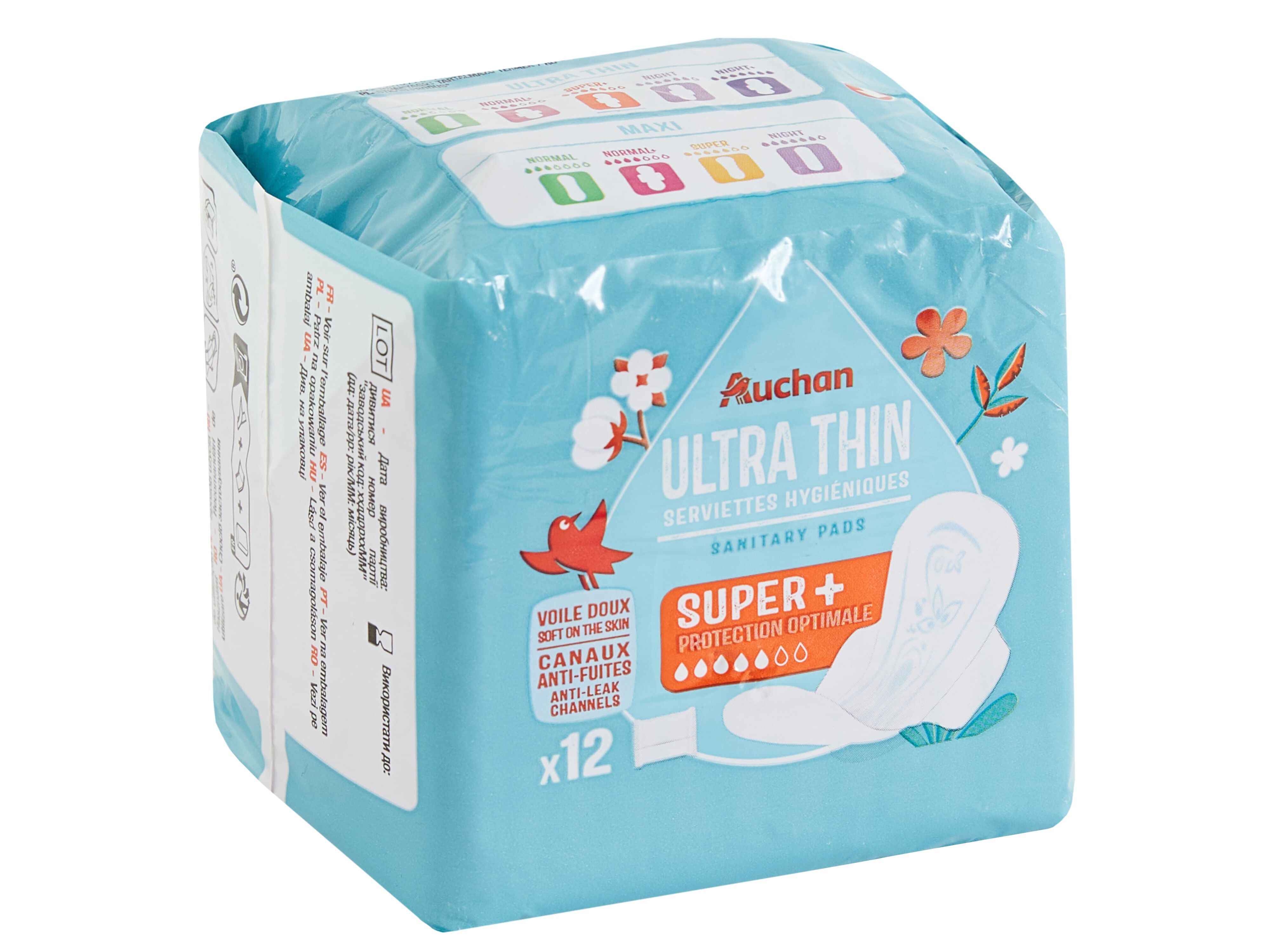 PENSOS HIGI&Eacute;NICOS AUCHAN ULTRA FINO SUPER COM ABAS BOLSA 12UN image number 1