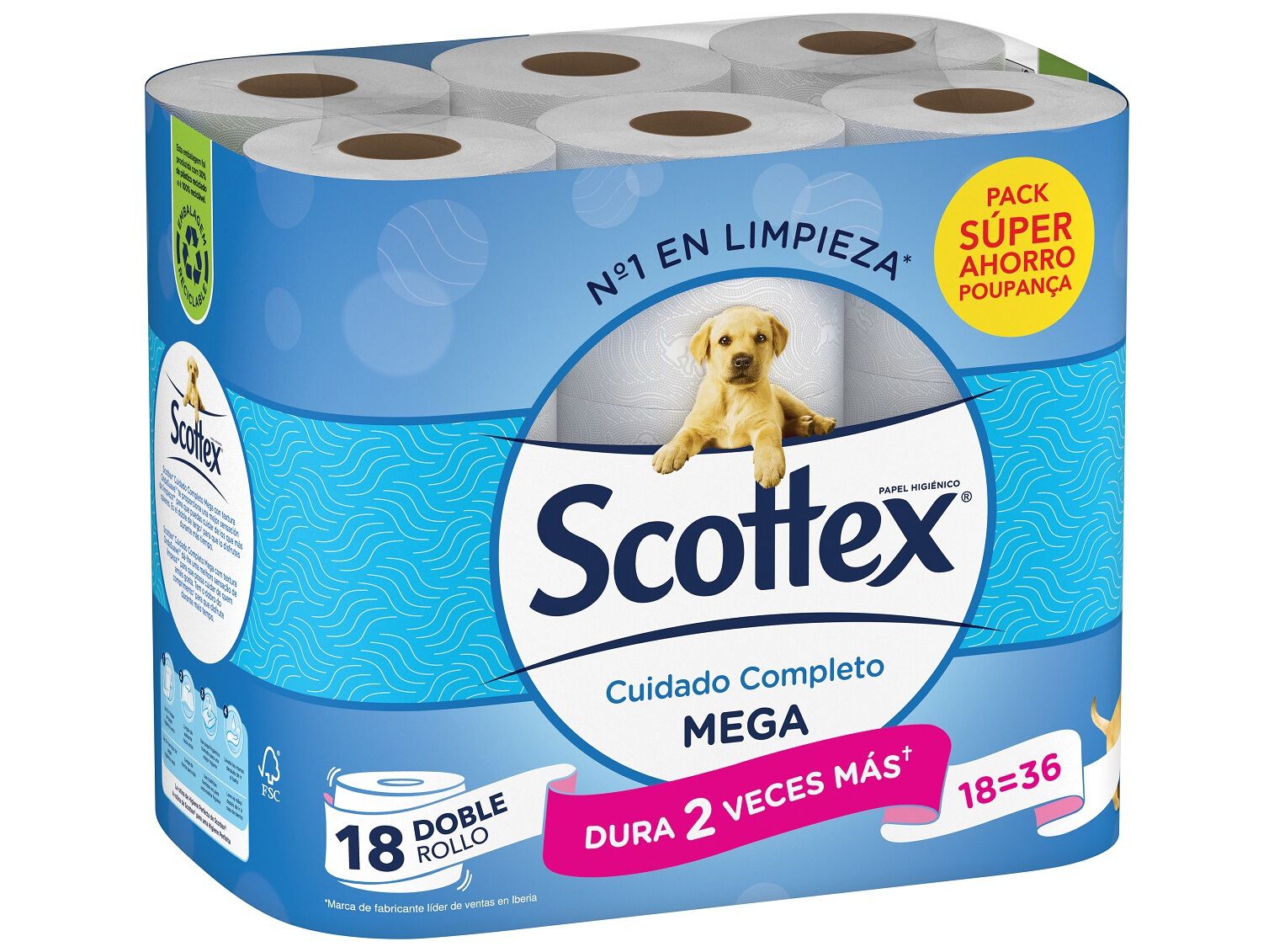 PAPEL HIGI&Eacute;NICO SCOTTEX MEGAROLO 18=36R