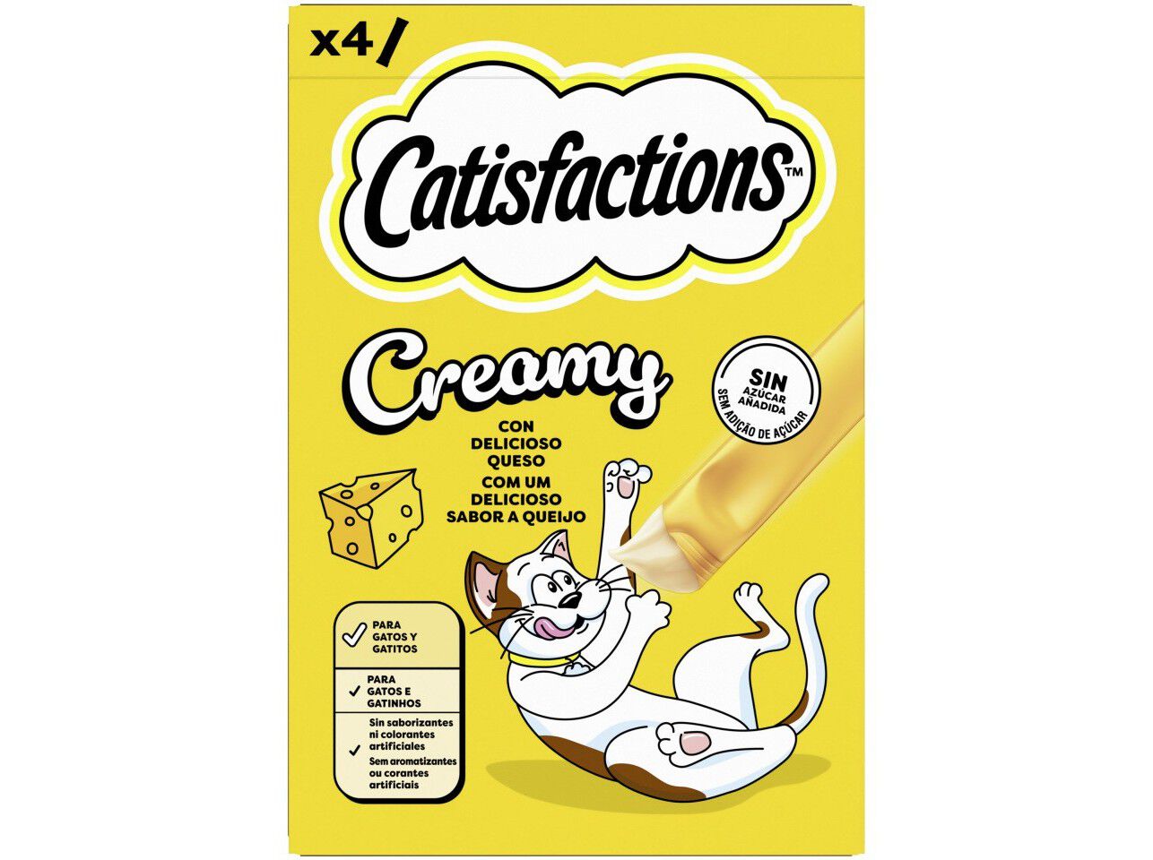 SNACK GATO CATISFACTIONS CREAMY QUEIJO 4X10G image number 0