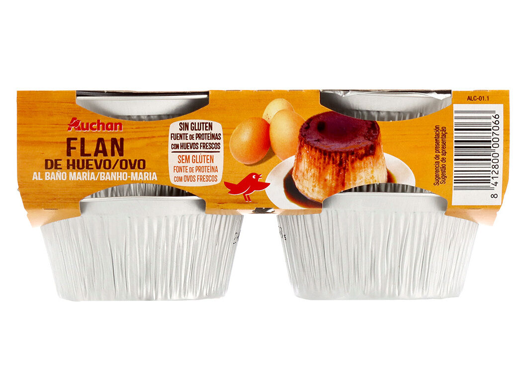 PUDIM FLAN DE OVO AUCHAN EM BANHO-MARIA SEM GL&Uacute;TEN 4X100G image number 1