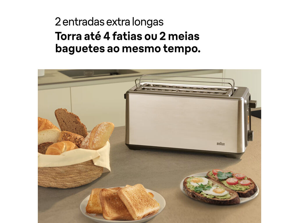 TORRADEIRA 2 FENDAS BRAUN HT5220 INOX image number 1