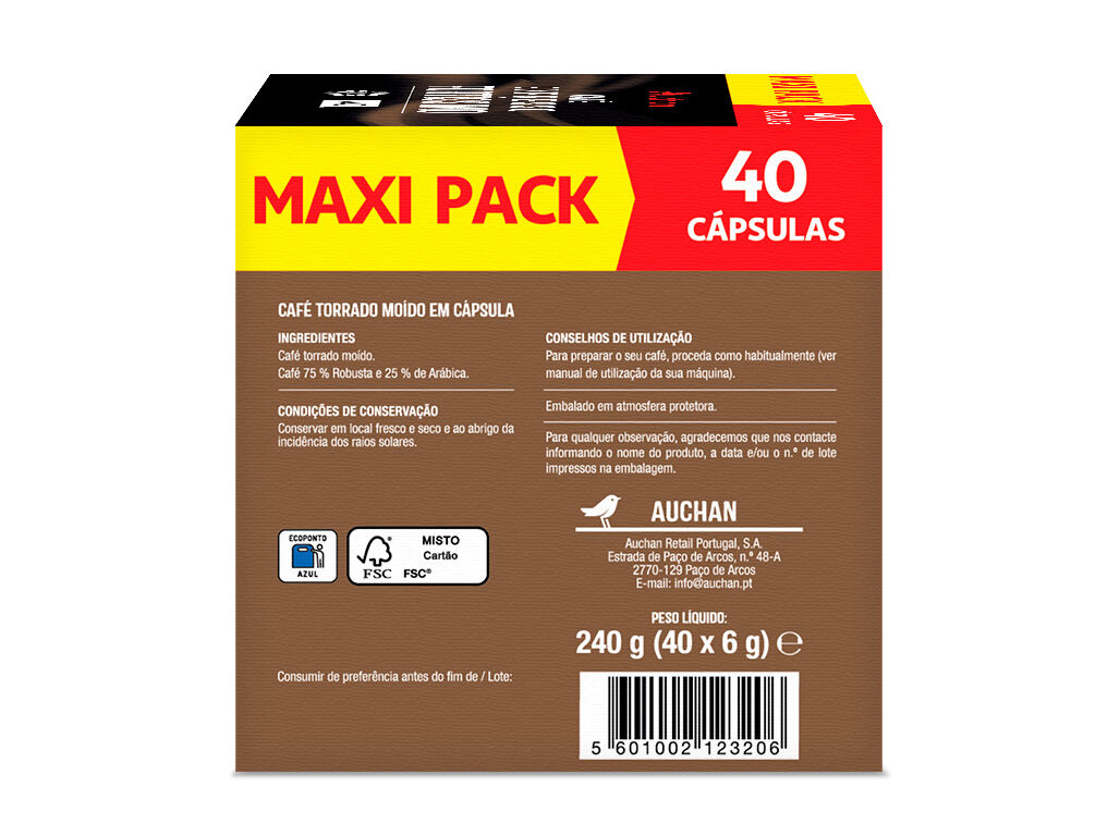CAFE EXPRESSO DQ AUCHAN FORT&Iacute;SSIMO MAXIPACK 40UN image number 2