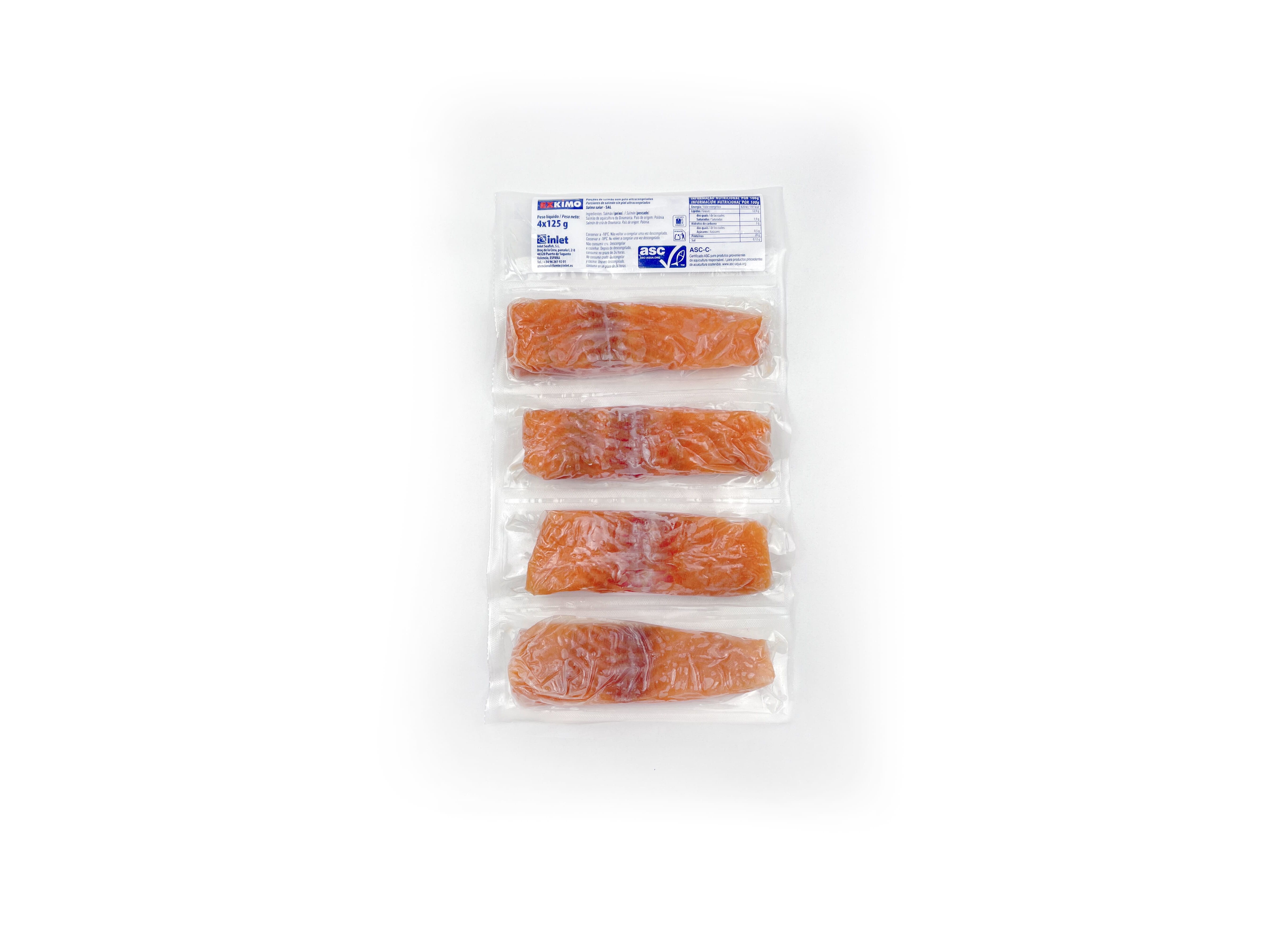 SALM&Atilde;O EXKIMO EM POR&Ccedil;&Otilde;ES SEM PELE ASC 4X125G image number 1