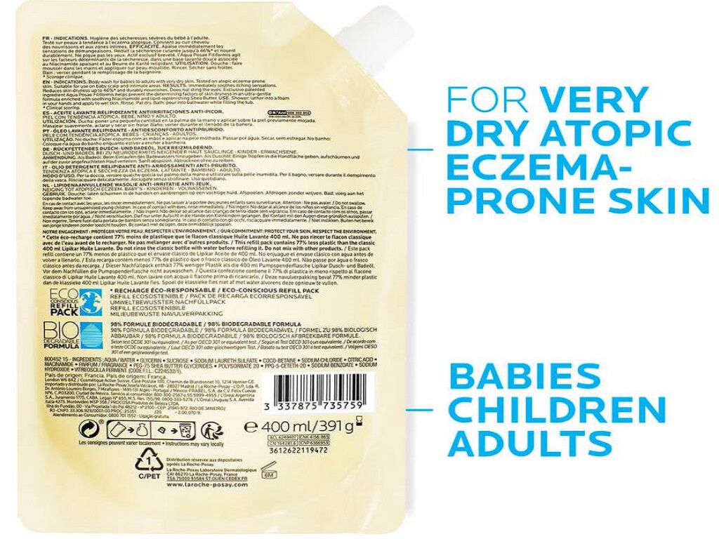 &Oacute;LEO LA ROCHE POSAY LAVANTE LIPIKAR AP+ 400ML REFILL image number 1