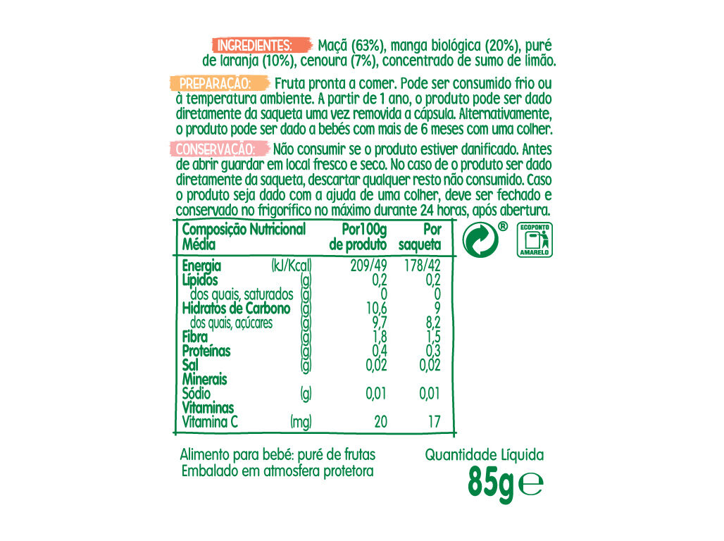 SAQUETA BLEDINA MA&Ccedil;&Atilde;MANGA E LARANJA 85G image number 1