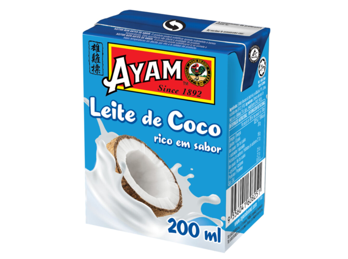 LEITE AYAM DE C&Ocirc;CO HALAL TETRAPACK 200ML