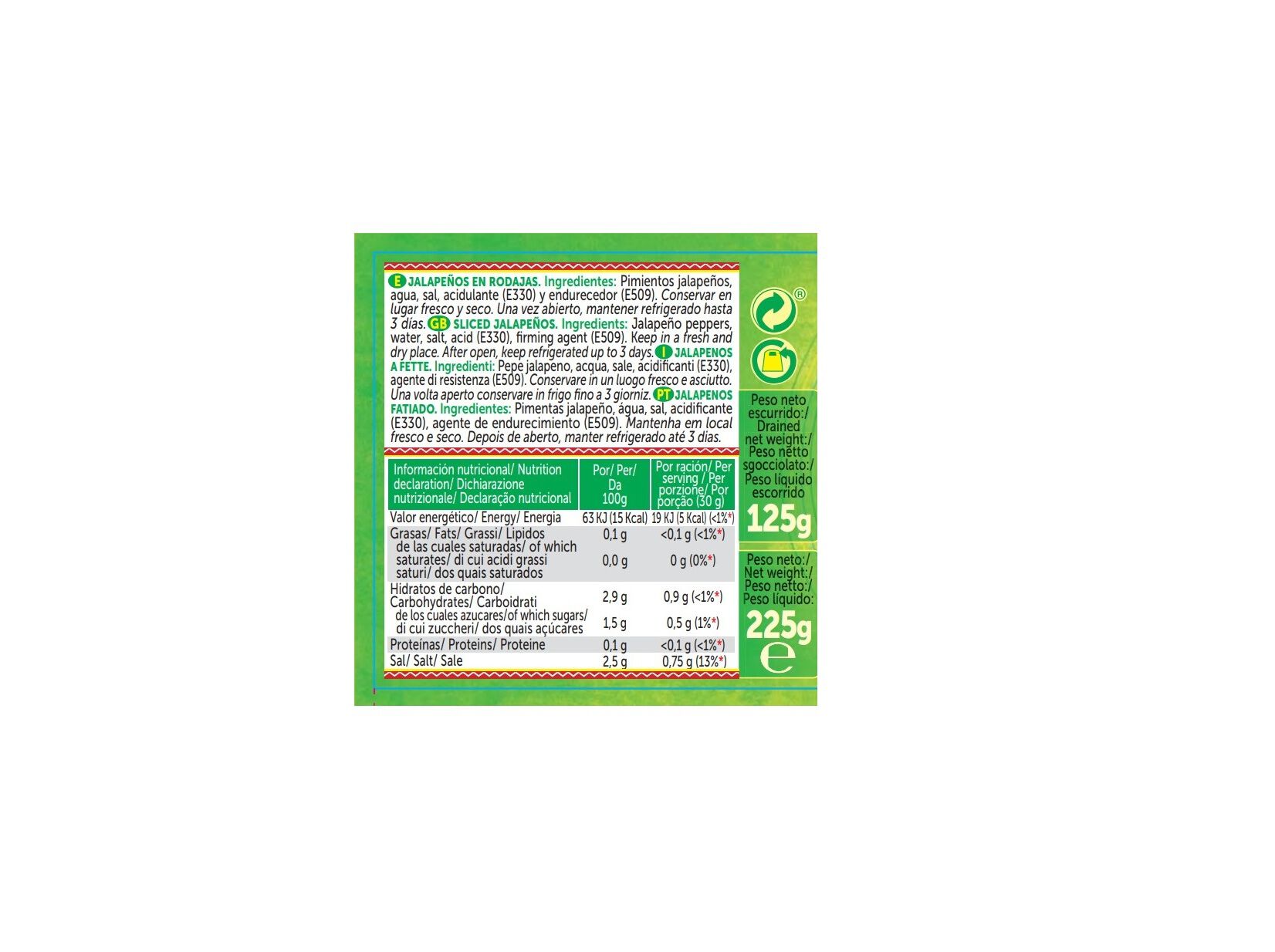 PIMENTO JALAPENO MEXIFOODS JALAPENOS 225G image number 1