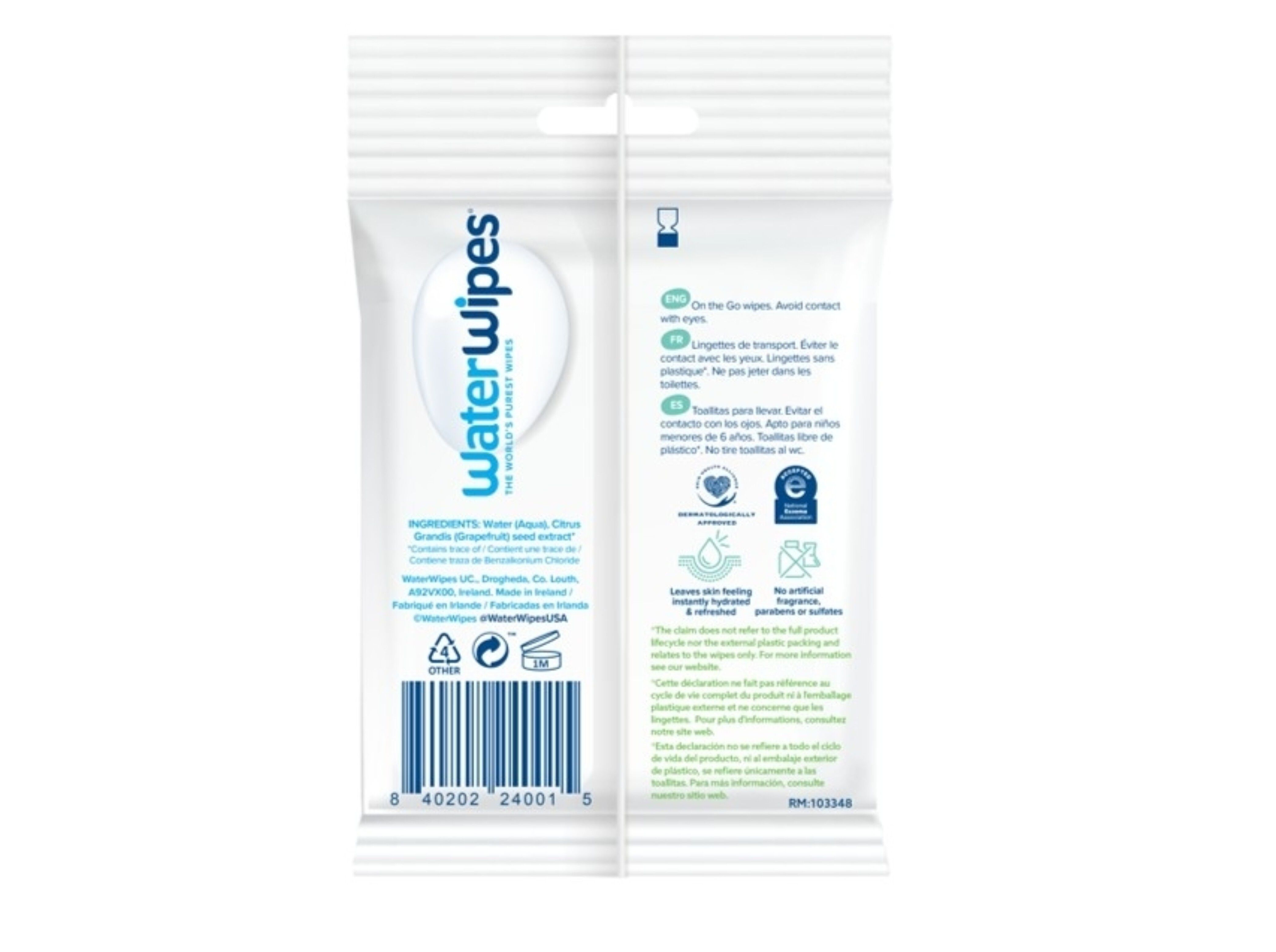 TOALHITAS WATERWIPES ON THE GO 10UN image number 1