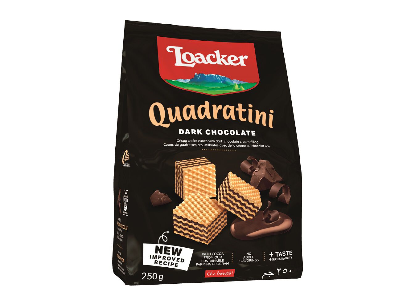 BOLACHA LOACKER QUADRATINI DARK NOIR 250G image number 0