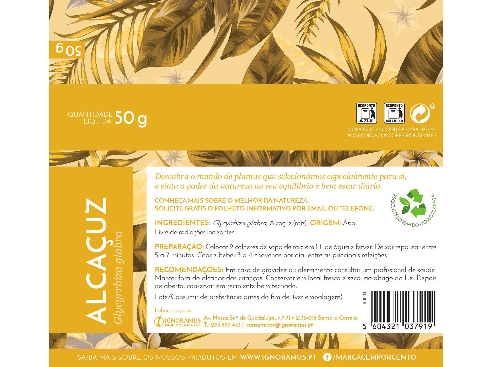 CH&Aacute; CEM PORCENTO EM SACO ALCA&Ccedil;UZ RAIZ 50G image number 1