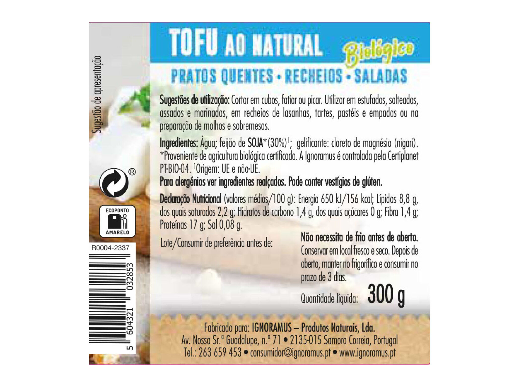 TOFU CEM PORCENTO NATURAL BIO 300G image number 1