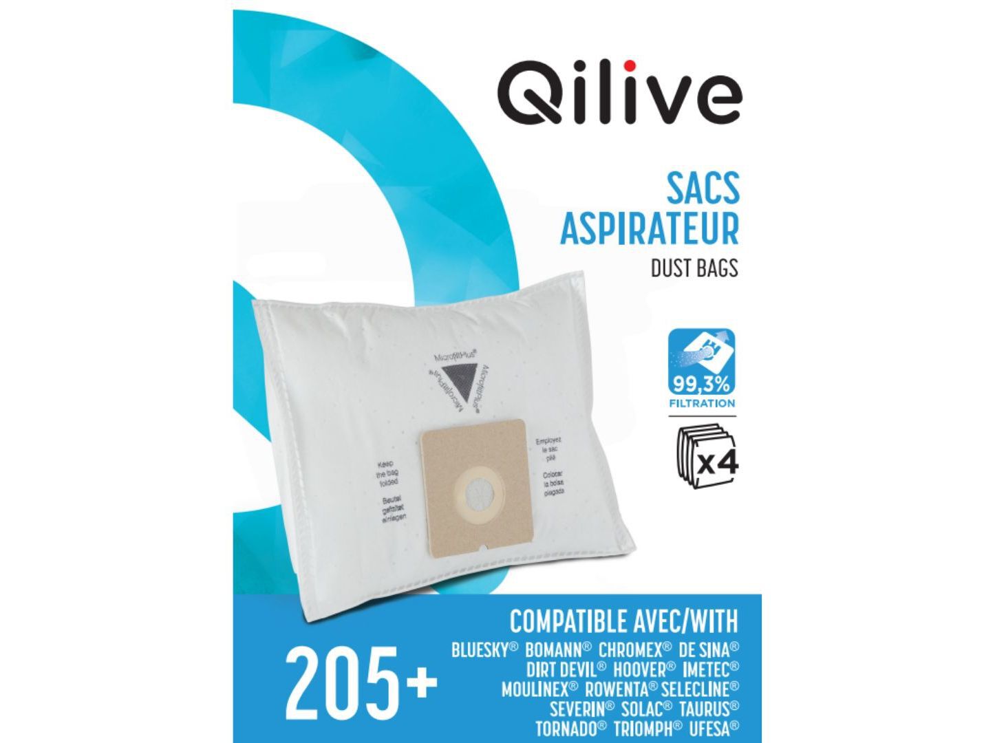 SACOS DE ASPIRADOR QILIVE 205+ PACK 4