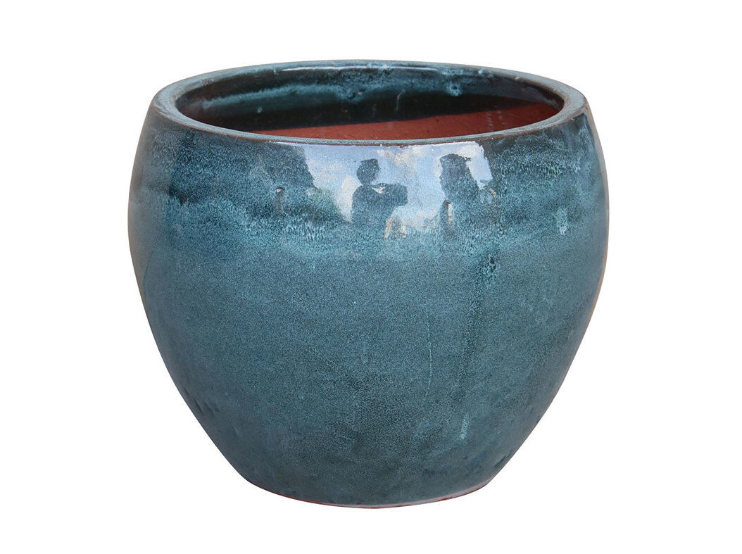 VASO CER&Acirc;MICO GARDENSTAR VIDRADO AZUL 20X18CM